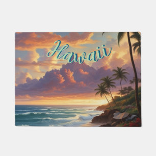 Vintage Style Hawaiian Travel Honolulu Mid-Pacific Doormat
