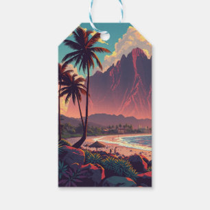 Vintage Style Hawaiian Travel Honolulu Mid-Pacific Gift Tags