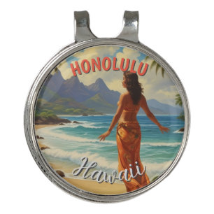 Vintage Style Hawaiian Travel Honolulu Mid-Pacific Golf Hat Clip