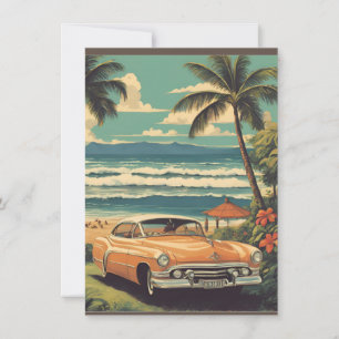 Vintage Style Hawaiian Travel Honolulu Mid-Pacific Holiday Card