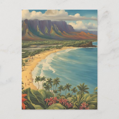 Vintage Style Hawaiian Travel Honolulu Mid_Pacific Holiday Postcard