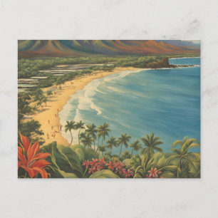 Vintage Style Hawaiian Travel Honolulu Mid-Pacific Holiday Postcard