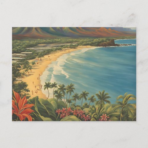 Vintage Style Hawaiian Travel Honolulu Mid_Pacific Holiday Postcard