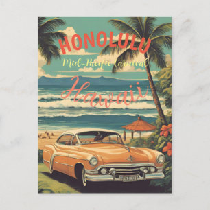 Vintage Style Hawaiian Travel Honolulu Mid-Pacific Holiday Postcard