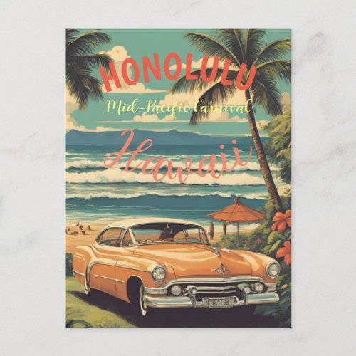 Vintage Style Hawaiian Travel Honolulu Mid_Pacific Holiday Postcard