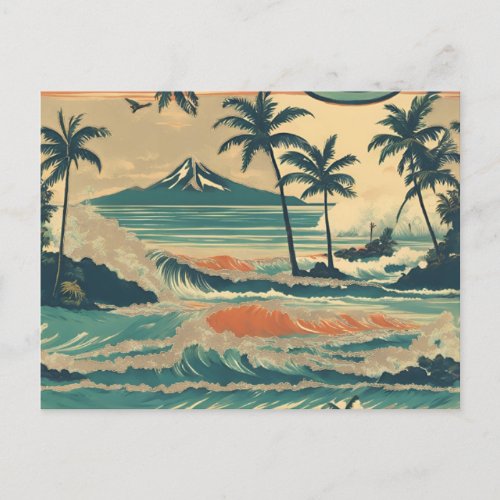 Vintage Style Hawaiian Travel Honolulu Mid_Pacific Holiday Postcard