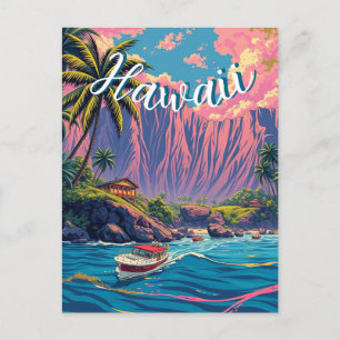 Vintage Style Hawaiian Travel Honolulu Mid-Pacific Holiday Postcard