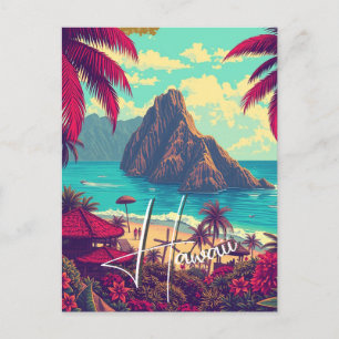 Vintage Style Hawaiian Travel Honolulu Mid-Pacific Invitation Postcard
