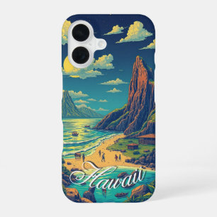 Vintage Style Hawaiian Travel Honolulu Mid-Pacific iPhone 16 Case