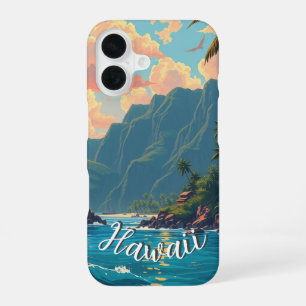 Vintage Style Hawaiian Travel Honolulu Mid-Pacific iPhone 16 Case
