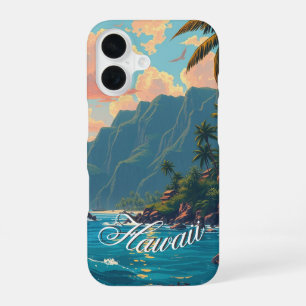 Vintage Style Hawaiian Travel Honolulu Mid-Pacific iPhone 16 Case