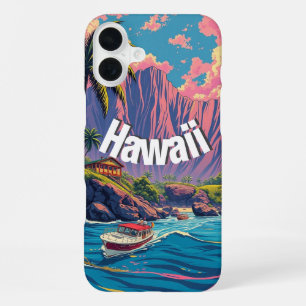 Vintage Style Hawaiian Travel Honolulu Mid-Pacific iPhone 16 Plus Case