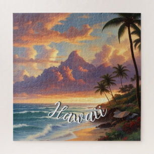Vintage Style Hawaiian Travel Honolulu Mid-Pacific Jigsaw Puzzle