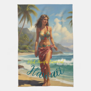 Vintage Style Hawaiian Travel Honolulu Mid-Pacific Kitchen Towel