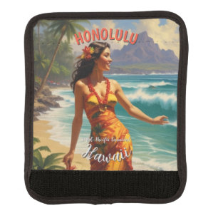Vintage Style Hawaiian Travel Honolulu Mid-Pacific Luggage Handle Wrap