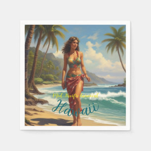 Vintage Style Hawaiian Travel Honolulu Mid-Pacific Napkins