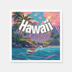 Vintage Style Hawaiian Travel Honolulu Mid-Pacific Napkins