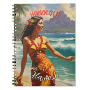 Vintage Style Hawaiian Travel Honolulu Mid-Pacific Notebook