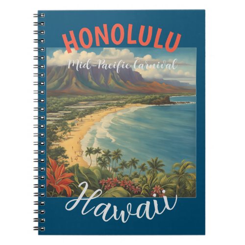 Vintage Style Hawaiian Travel Honolulu Mid_Pacific Notebook