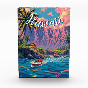 Vintage Style Hawaiian Travel Honolulu Mid-Pacific Photo Block