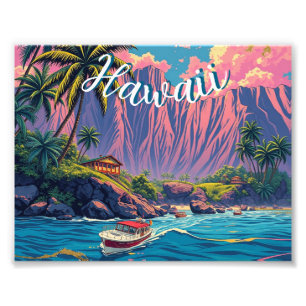 Vintage Style Hawaiian Travel Honolulu Mid-Pacific Photo Print