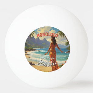 Vintage Style Hawaiian Travel Honolulu Mid-Pacific Ping Pong Ball