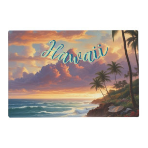 Vintage Style Hawaiian Travel Honolulu Mid-Pacific Placemat