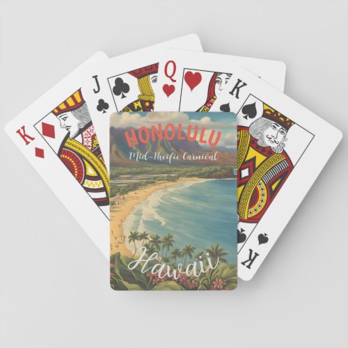 Vintage Style Hawaiian Travel Honolulu Mid_Pacific Poker Cards