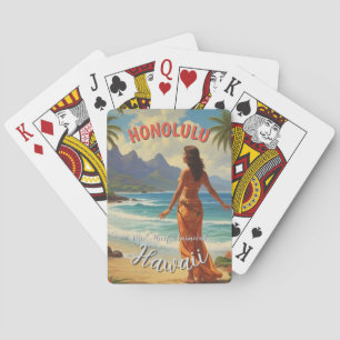 Vintage Style Hawaiian Travel Honolulu Mid-Pacific Poker Cards