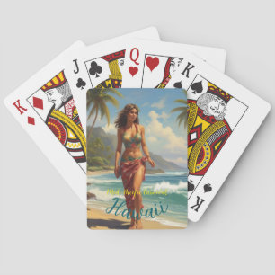 Vintage Style Hawaiian Travel Honolulu Mid-Pacific Poker Cards