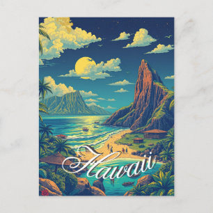 Vintage Style Hawaiian Travel Honolulu Mid-Pacific Postcard