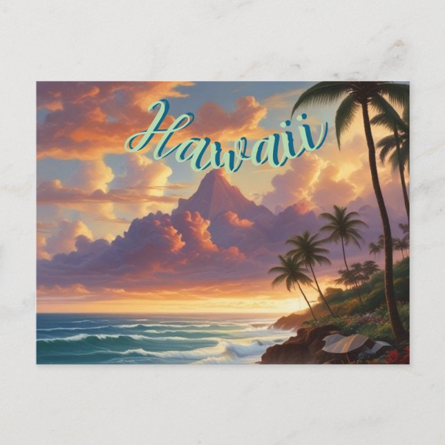 Vintage Style Hawaiian Travel Honolulu Mid-Pacific Postcard (Front)