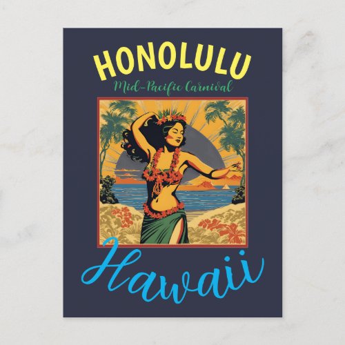 Vintage Style Hawaiian Travel Honolulu Mid_Pacific Postcard