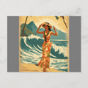 Vintage Style Hawaiian Travel Honolulu Mid-Pacific Postcard
