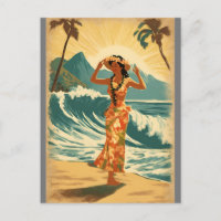 Vintage Style Hawaiian Travel Honolulu Mid-Pacific