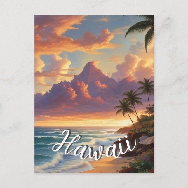 Vintage Style Hawaiian Travel Honolulu Mid-Pacific Postcard (Front)