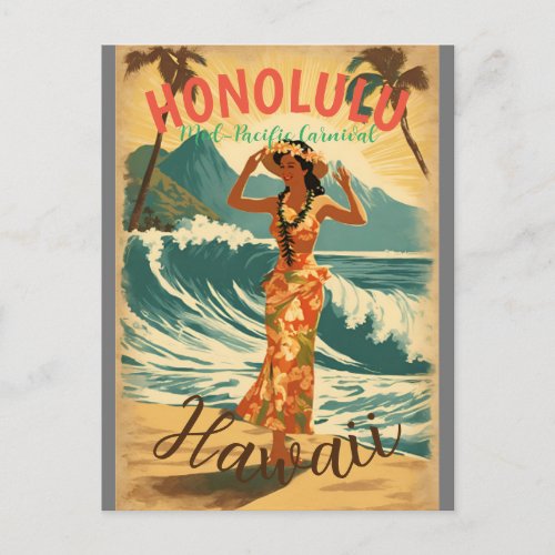 Vintage Style Hawaiian Travel Honolulu Mid_Pacific Postcard