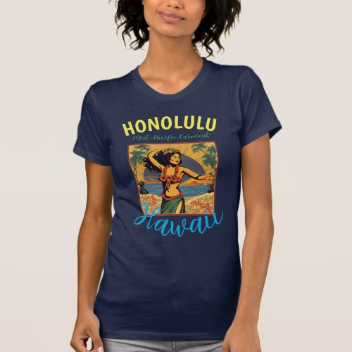 Vintage Style Hawaiian Travel Honolulu Mid_Pacific T_Shirt