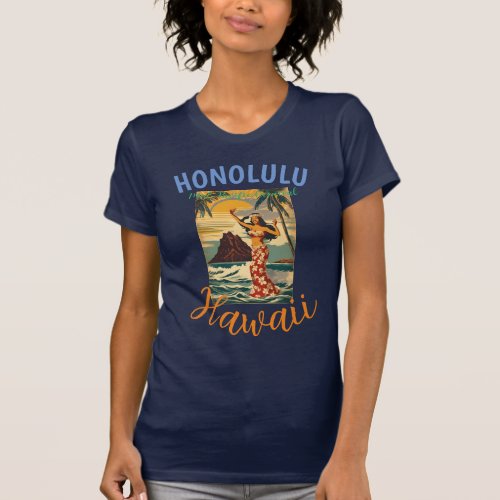 Vintage Style Hawaiian Travel Honolulu Mid_Pacific T_Shirt