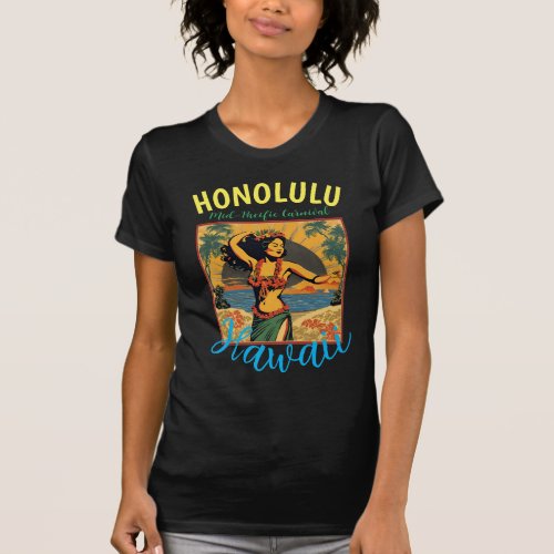 Vintage Style Hawaiian Travel Honolulu Mid_Pacific T_Shirt