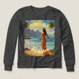 Vintage Style Hawaiian Travel Honolulu Mid-Pacific Tri-Blend Shirts