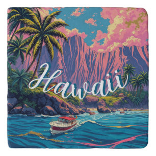 Vintage Style Hawaiian Travel Honolulu Mid-Pacific Trivet
