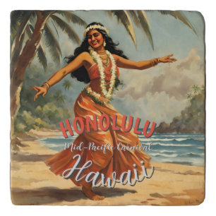 Vintage Style Hawaiian Travel Honolulu Mid-Pacific Trivet
