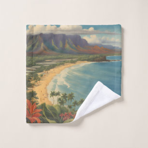 Vintage Style Hawaiian Travel Honolulu Mid-Pacific Wash Cloth