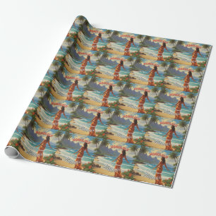 Vintage Style Hawaiian Travel Honolulu Mid-Pacific Wrapping Paper