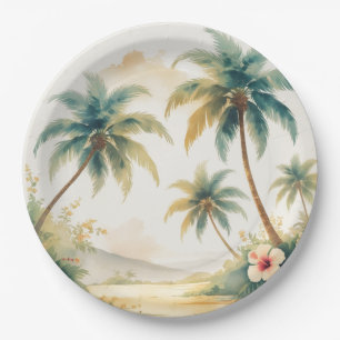 Vintage Style Hawaiian Travel Honolulu Paper Plates
