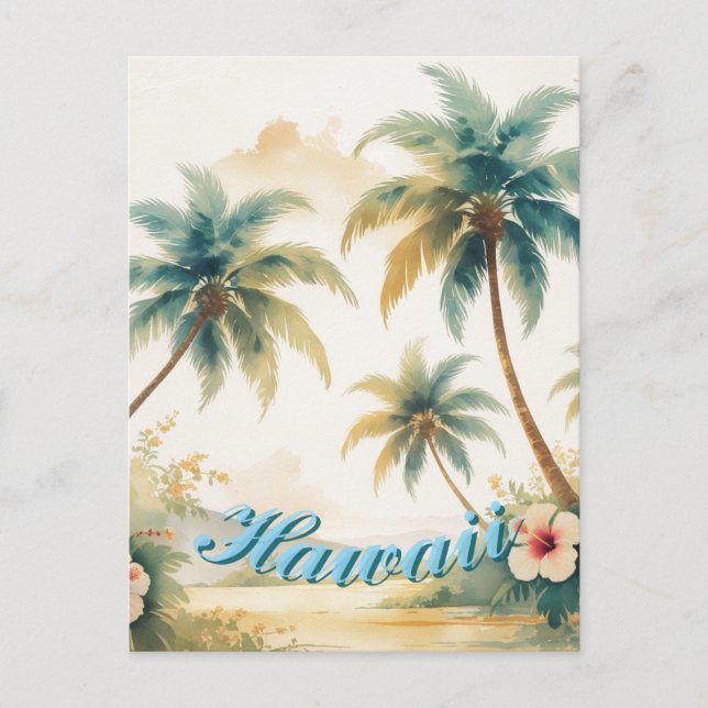 Vintage Style Hawaiian Travel Honolulu Postcard (Front)