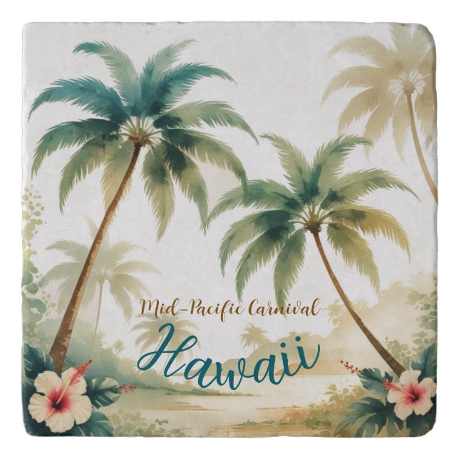 Vintage Style Hawaiian Travel Honolulu Trivet (Front)