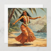 Vintage Style Hawaiian Travel Hula Girl Dancing (Front/Back)
