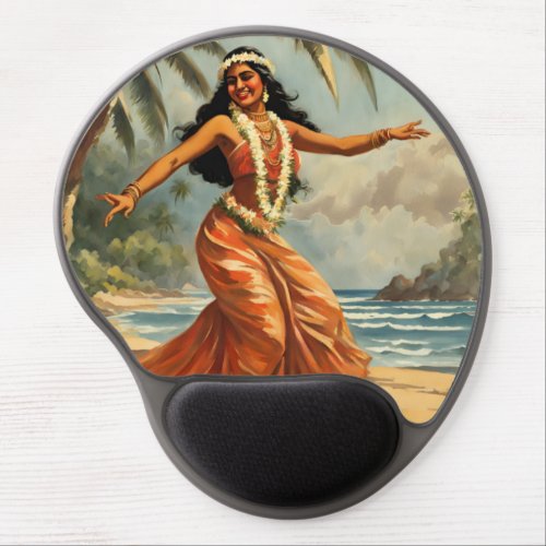 Vintage Style Hawaiian Travel Hula Girl Dancing Gel Mouse Pad